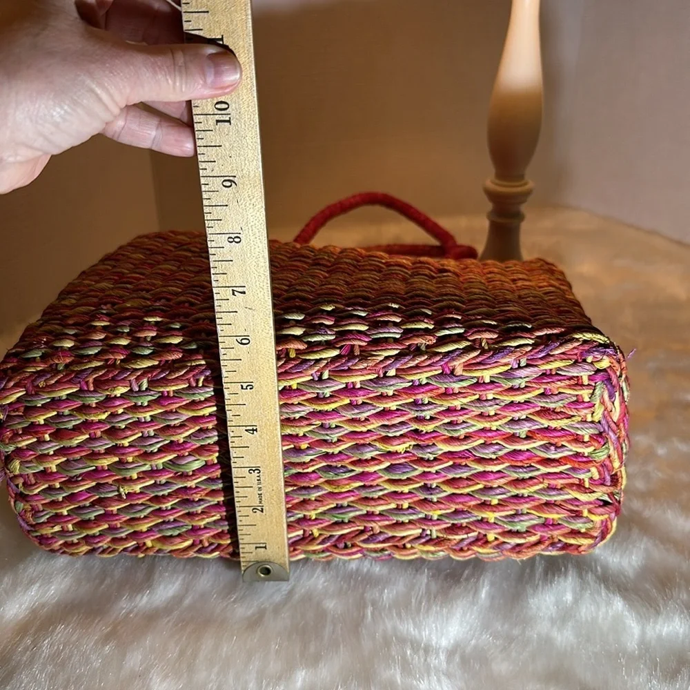 Vintage straw bag orange, green, pink, purple (make an original Easter basket) - Picture 8 of 10